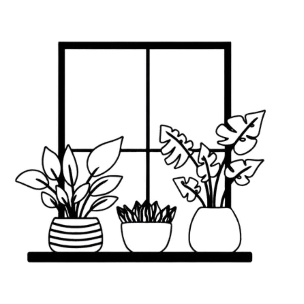 Flower and Window Metal Wall Art (WD116)