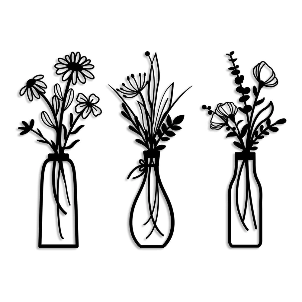 Flower Vessel Wall Decor 3 Pcs ( WD101)