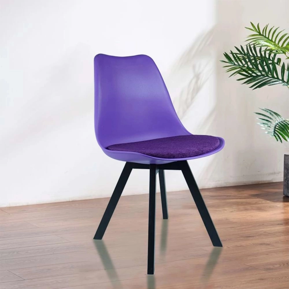 Heavy Duty Tulip  Chair Black Stand - Purple
