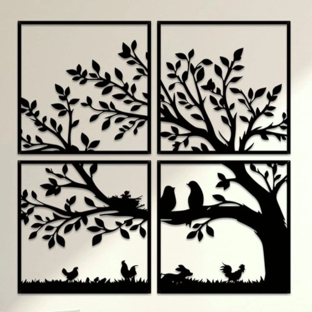 Metal Birds and Branch Wall Art (WD112)
