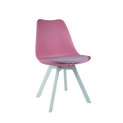 Pink Tulip Chair, White Metal Stand | Solfa Furnishers